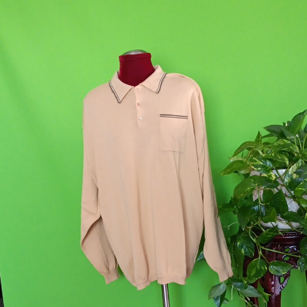 Duck Head Beige Long Sleeve Polo Style Shirt, Sz. XL